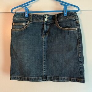 Ann Taylor Loft Denim Jean Skirt Womens Size 4 Above Knee Dark Wash‎